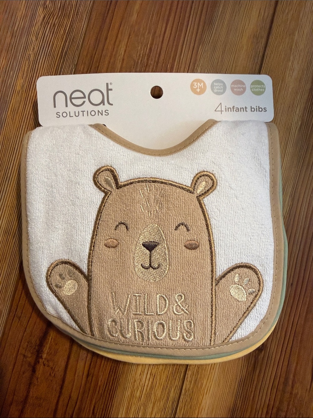 Infant Bibs - Beige Bear Design